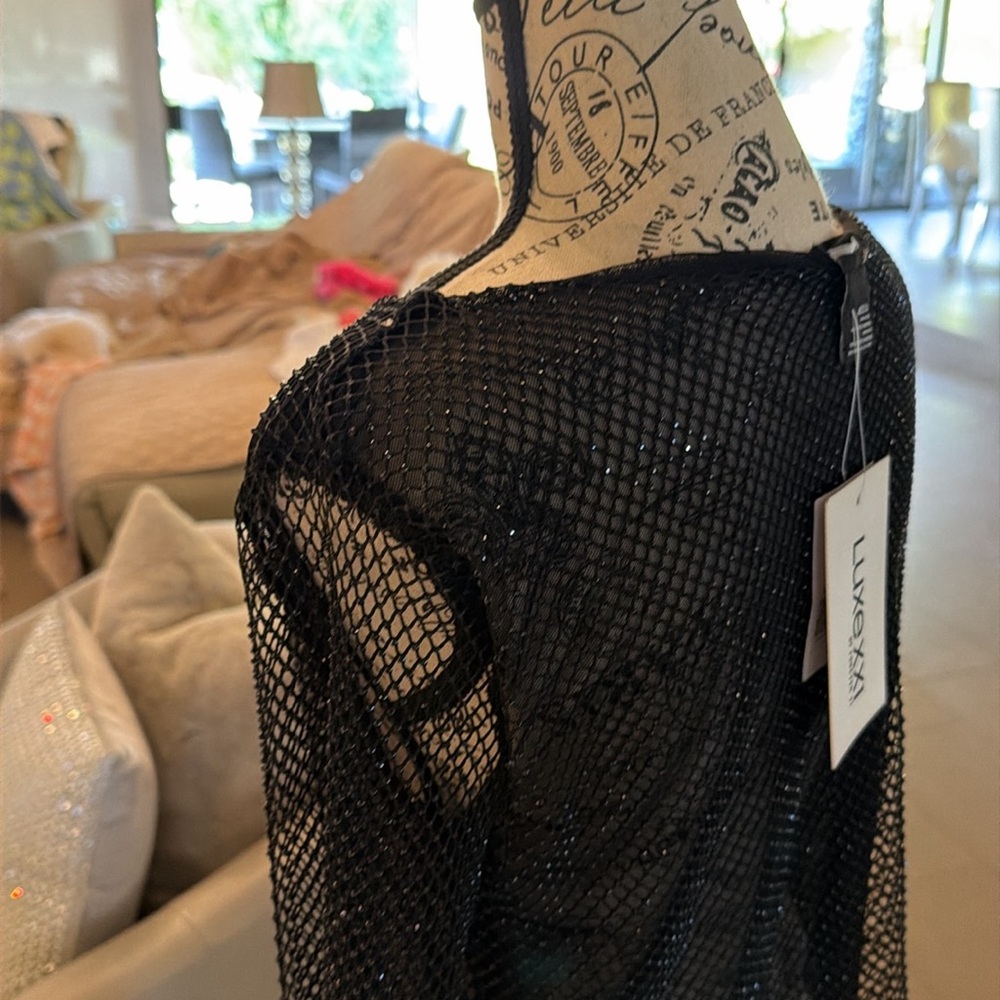 ๐ Forever 21 Luxe XX1 ~ Sparkly Black Mesh Blouse - Picture 12 of 17